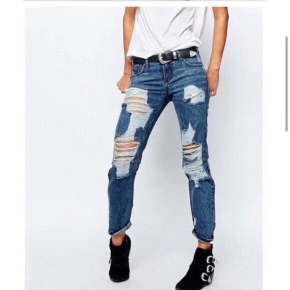 Free People One Teaspoon Jeans Awesome Baggies Boyfriend Straight leg distressed - Picture 7 of 13